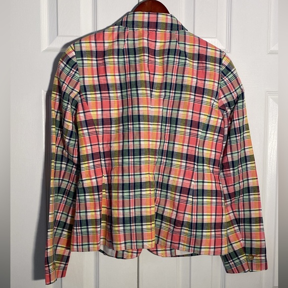 Talbots Linen Blend Plaid Blazer - Picture 3 of 5